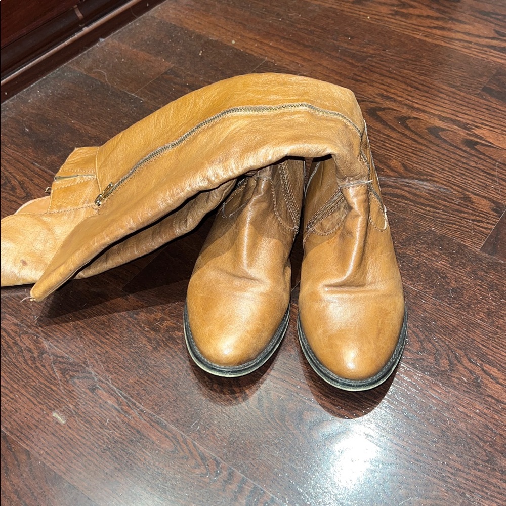 Steve Madden camel colored knee high boots. Used